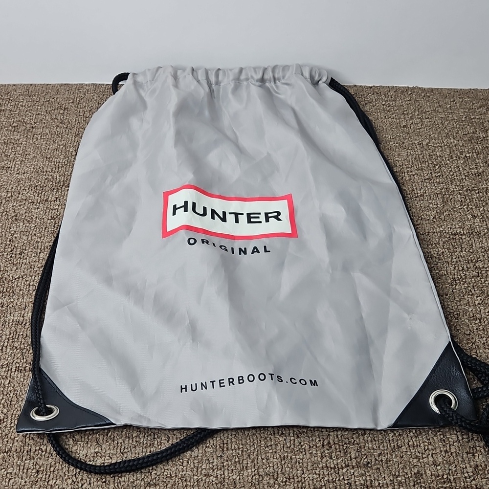 Hunter Logo Gray Sling Drawstring Backpack
